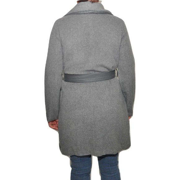 Nanette Lepore Shawl Collar Wool Tie Waist Wrap Coat Gray M/L Nwt $325 - Picture 4 of 4